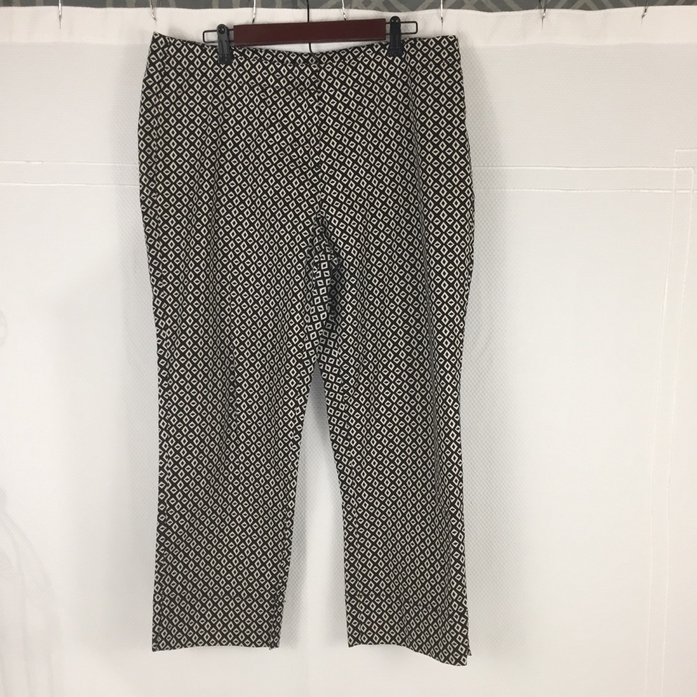 CAbi Black and White Diamond Print Cropped Pants